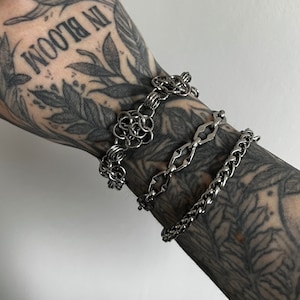 Large Chain Metal Bracelet Chainmail Stainless Steel | Chunky Bracelet | Steel Jewellery | Gothic