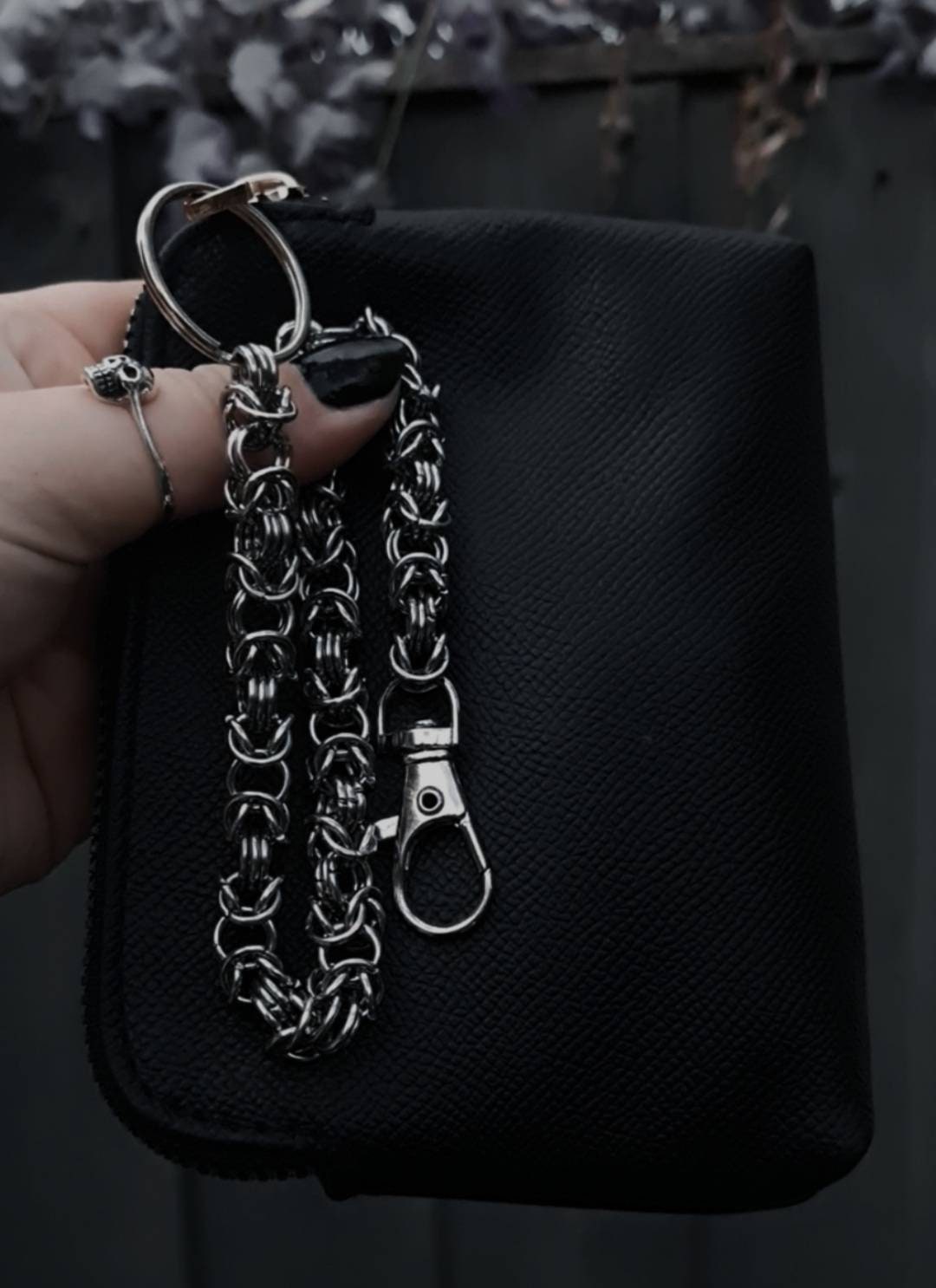 Mens roestvrij zilveren ketting portemonnees biker sleutelhanger vis haak & karabijnhaak sluiting einde Tassen & portemonnees Portemonnees & Geldclips Portemonnee met ketting 