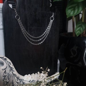 Gothic Stainless Steel Triple Chain Choker Necklace