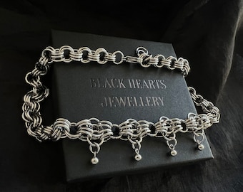 SAINT Stainless Steel Hand Made Chain Choker Necklace | Chainmaille | Chunky Necklace | Silver | Statement