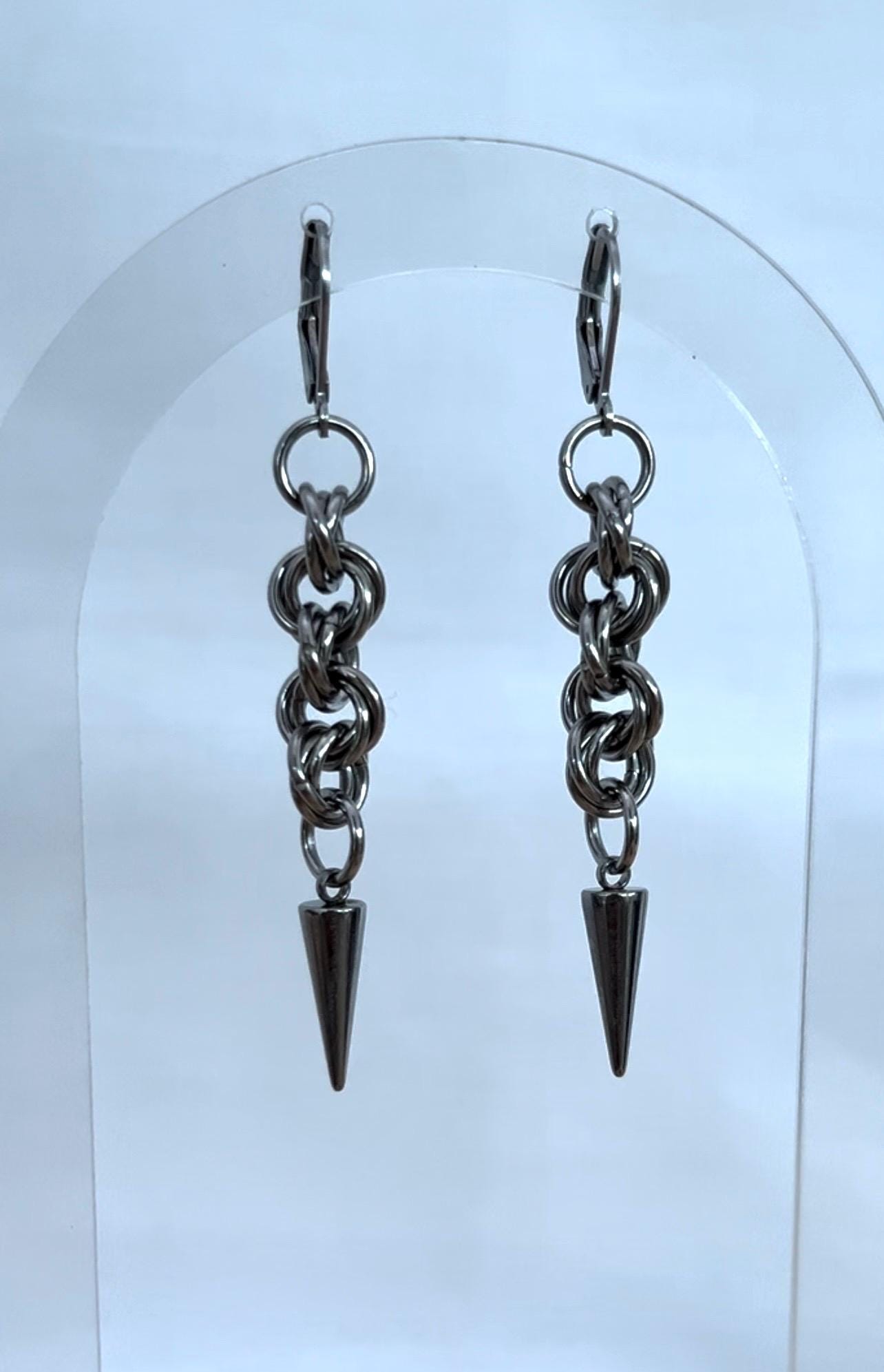Orecchini a cerchio con croce punk, in acciaio inox, alla moda, con cerniera a cerchio, pendenti, ipoallergenici, per donne e ragazze e uomini e Acciaio inossidabile, colore: Argento, cod. E557