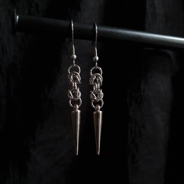 Chainmail Byzantine Spike Earrings | Stainless Steel | Gothic | Chunky Earrings