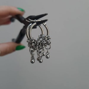 Chainmail Stainless Steel Hoop | Beaded Earrings | Chain Earrings | Silver Hoop Earrings