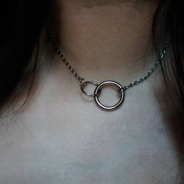Double O Ring Choker | Stainless Steel | Silver | Choker Necklace