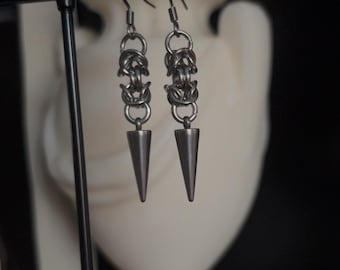 Chainmail Byzantine Mini Spike Earrings | Stainless Steel | Gothic | Chunky Earrings