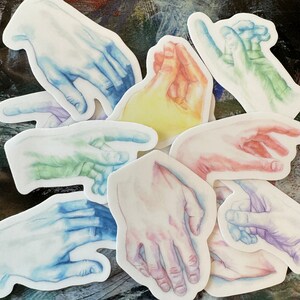 Pack de 6 pegatinas de manos "Gestos"