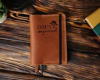 Cadeau pour papa des enfants, couverture de journal en cuir pour papa, couverture en cuir personnalisée, couverture de cousin Hobonichi, couverture de carnet, meilleur cadeau de papa