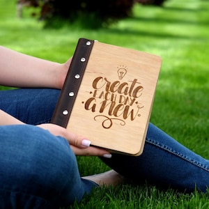 Custom A5 Ring Binder, Wooden Journal, Personalized Ringbound Notebook, Refillable Wood Planner, Coworker Gift
