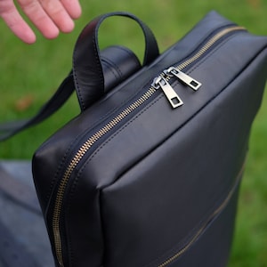 Slim Leather Backpack Personalized, Macbook pro 16 Backpack, Laptop Backpack for Dell, HP, ASUS, Computer Backpack with Engraving, Dad Gift