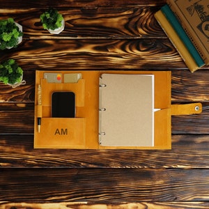 A4 A5 Leather Binder, Refillable Journal, Personalised Notebook, Ring Binder, Custom Filofax, Ringbound Planner for Dad, Coworker Gift