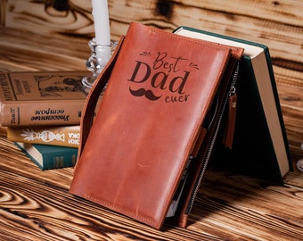 Leather notebook cover for dad, Hobonichi cousin cover, Fathers day gift for papa, Best dad, Leuchtturm1917 cover, Moleskine journal cover