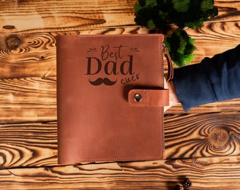 Leather journal for dad gift personalized, Custom A5 binder, Leather ring binder planner, Daddy notebook, Gift for papa, Step dad gift