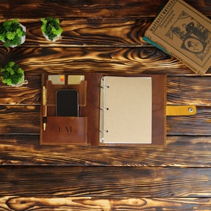 Diario recargable personalizado, cuaderno de cuero personalizado, carpeta de anillas A5/A4 con nombre, agenda de anillas para compañeros de trabajo