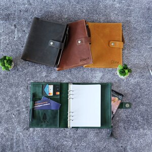 Pasta de couro A5, caderno personalizado, diário de couro recarregável personalizado, planejador Discbound A4, agenda Filofax, presente para colegas de trabalho