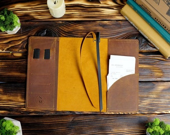 Distressed Leather Journal Cover, Personalized Notebook Cover, Refillable Planner Holder for Teacher or Coworker Gift
