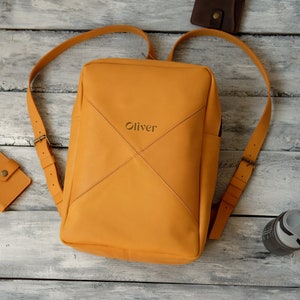 Leather Laptop Backpack, Minimalist Urban Rucksack for Laptop, Notebook Bag, Teacher Gift, Personalized Computer Backpack
