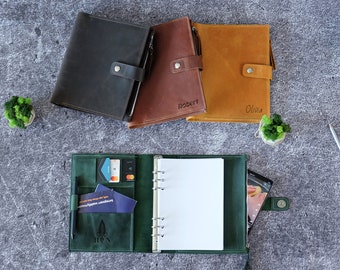 A5 Leather Ring Binder, Personalized Notebook, Custom Refillable Leather Journal, Discbound Planner A4 A5, Leather Diary, Coworker Gift