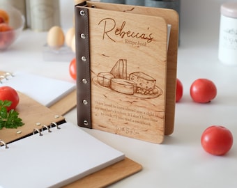 Recetario personalizado, recetario de madera, organizador de recetas personalizado, libro de cocina, ideas de regalo para mamá o abuela.