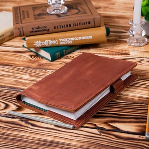 A4 B5 A5 Leather Notebook Cover with Pen Loop, Moleskine Leather Cover, Planner Cover Personalized, Leuchtturm a5, Refillable Journal Cover