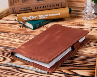 A4 B5 A5 Leather Notebook Cover with Pen Loop, Moleskine Leather Cover, Planner Cover Personalized, Leuchtturm a5, Refillable Journal Cover