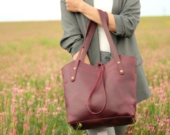 Leather tote bag, women tote bags 8 colors, Personalization bags