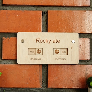 Dog Feeding Tracker AM PM, Pet Food Daily Reminder, Dog Fed Chart Wooden, Did You Feed the Dog Sign, Dog Ate Sign, Dog Dad Gift