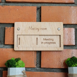 Personalized Meeting Room Door Sign, Conference Room Door Plate, Business Sliding Door Sign, Office Sign, In Out Sign, New Job Gift