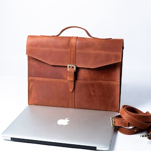 Maletín de cuero para hombre, funda personalizada para MacBook, bolso de hombro de cuero para computadora portátil, bolso de mensajero delgado para computadora, bolso de trabajo para computadora portátil para papá