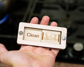Clean Dirty Magnet, Dishwasher Reminder Sign, Wooden Dishwasher Status Indicator, Hostess Gift Ideas