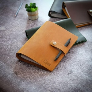 Raccoglitore in pelle personalizzato, Quaderno ad anelli A5 A4 A6, Copertina raccoglitore per carta con 6, 4, 3, 2 anelli, Diario in pelle, Raccoglitore planner