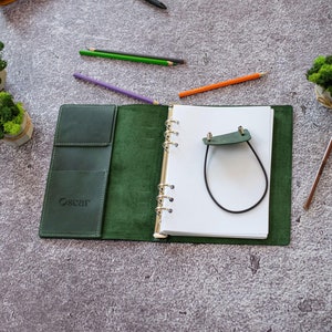 Refillable Journal, Custom Notebook with Engraving, Leather d Ring Binder Planner A4 A5 A6, Personalized Coworker Gift, Refillable Notebook