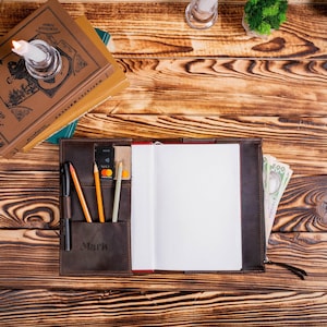 Refillable Planner Cover, Personalized Leather Journal Cover, Hobonichi Cousin Notebook Cover A5 A4 B5, Moleskine Cover