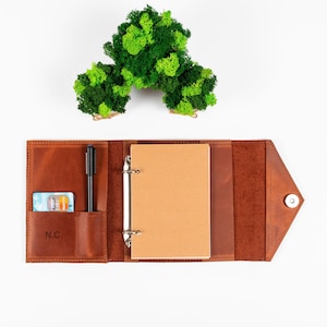 Carpeta de anillas tríptico personalizada, agenda de cuero personalizada A4 A5 A6, cuaderno de discos, diario recargable para compañeros de trabajo