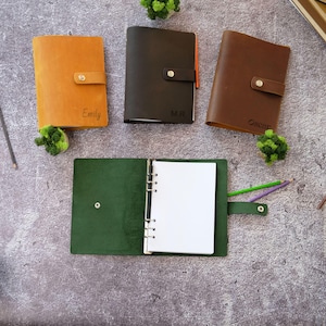 Custom Leather Binder A4 A5 A6, Refillable Journal, Personalized Notebook, Discbound Planner