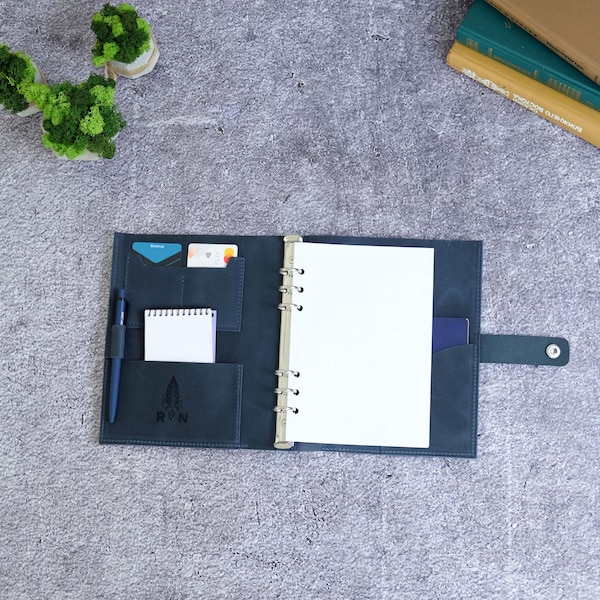 Agenda personalizzata con rilegatura a dischi, diario in pelle con fogli sciolti, quaderno ad anelli ricaricabile A4 A5, regalo per colleghi, regalo per il nuovo lavoro del papà