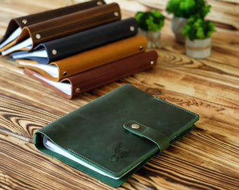 Leather Custom Notebook A4 A5 A6, Personalized Leather Ring Binder, Refillable Journal for Dad, Coworker Gift, Ring Planner