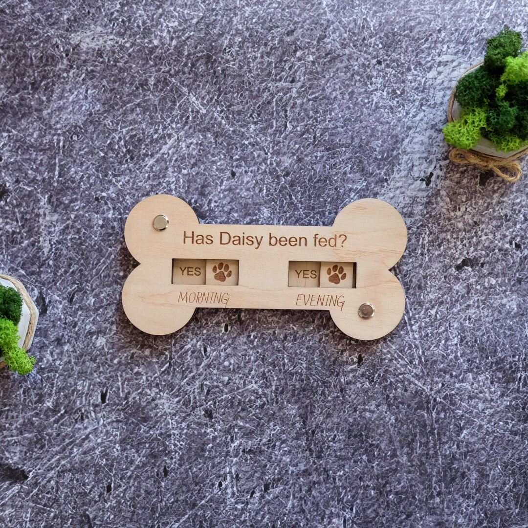 JennyGems Hundefütterungs-Erinnerung Magnet - Holz Schieber Für AM/PM Fütterung Am Kühlschrank