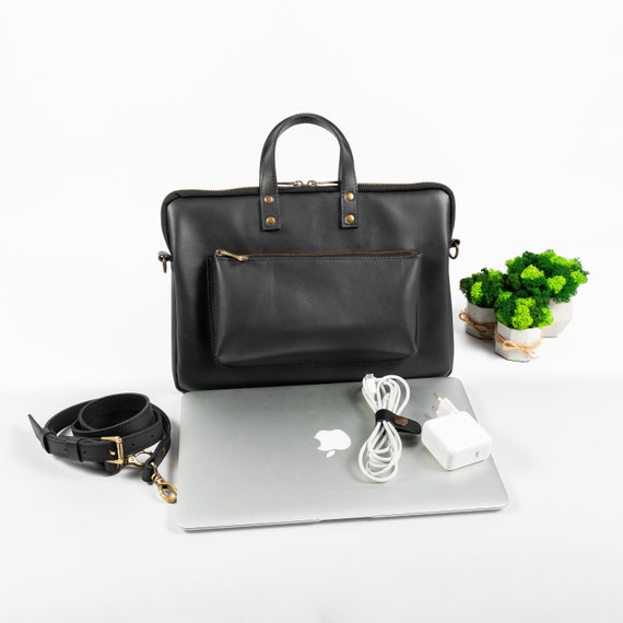 Leather Laptop Bag With Strap MacBook Pro Bag 13 14 15 16 Inch MacBook Air Bag 13 Inch Shoulder Bag Men With Engraving Dad Gift Etsy UK