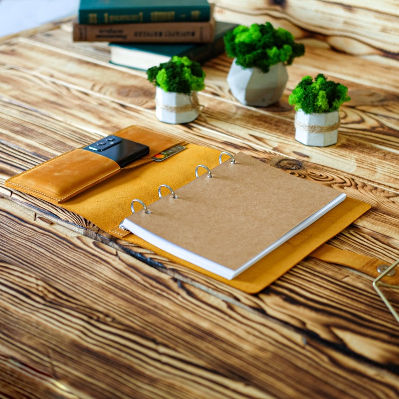 Leather notebook binder ring