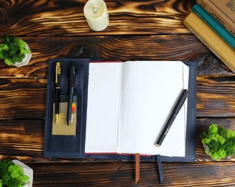 Gegraveerde leren tijdschriftomslag, gepersonaliseerde A5-A4-notitieboekomslag, hervulbare Moleskine-omslag