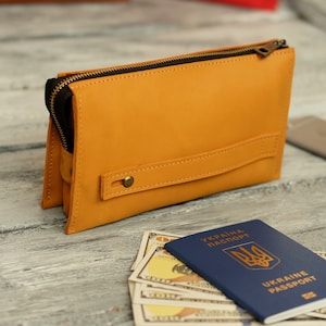 Cartera larga personalizada con asa, cartera de cuero con cremallera, cartera de cuero para hombre con ranuras para tarjetas, el mejor regalo para hombres, cartera grabada Camel