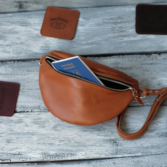 Leather Bum Bag, Womens Fanny Pack, Custom Crossbody Sling Bag, Handmade Waist Bag, Hip Bag, Gift for Mom or Wife