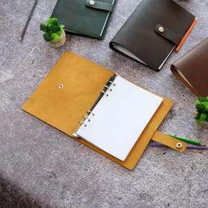 Leather Ring Binder, Personalized Refillable Journal, Discbound Planner A4 A5 A6, Custom Notebook, Diary for Dad image 10