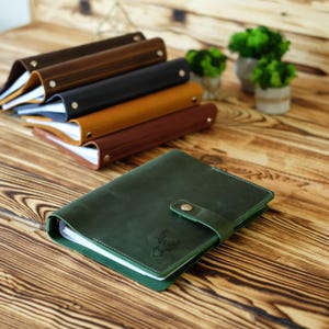 Leather Custom Notebook A4 A5 A6, Personalized Lether Ring Binder, Refillable Journal for Dad, Filofax, Coworker Gift, Ring Planner