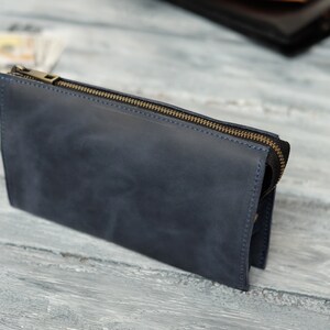 Cartera larga con cremallera, cartera de cuero con grabado, regalo personalizado para hombre y mujer, regalo para mamá, regalo para el Día del Padre, regalo para papá imagen 9