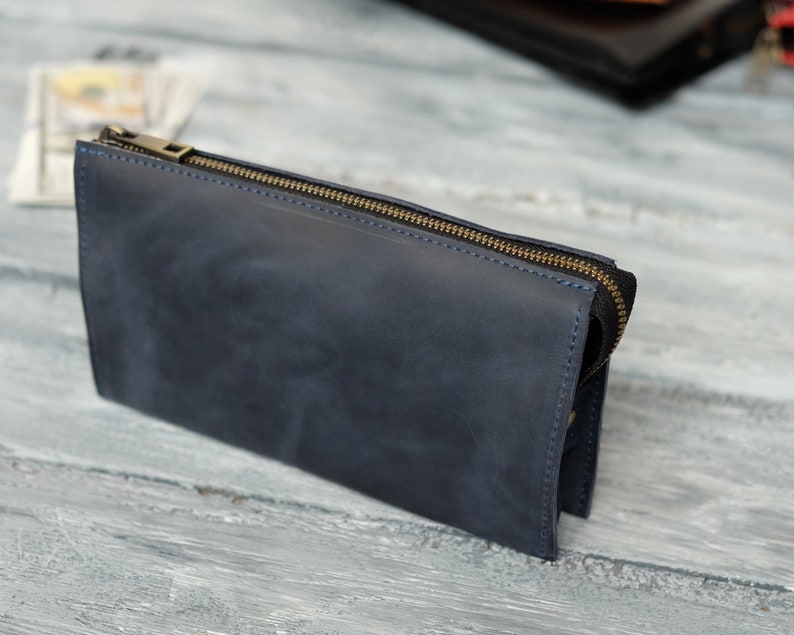 Cartera larga con cremallera, cartera de cuero con grabado, regalo personalizado para hombre y mujer, regalo para mamá, regalo para el Día del Padre, regalo para papá imagen 9