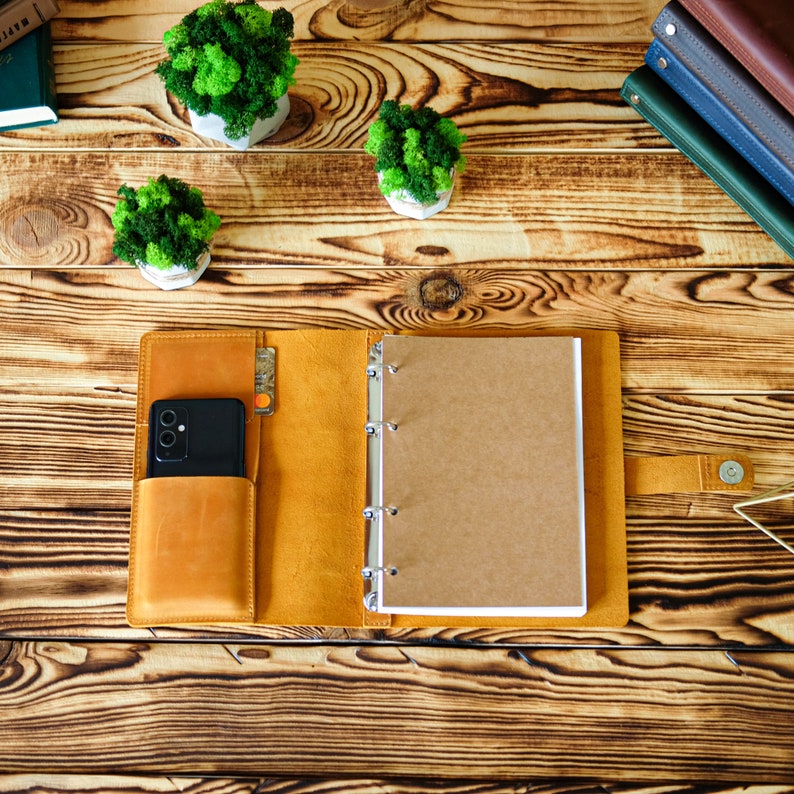 Leather notebook binder ring