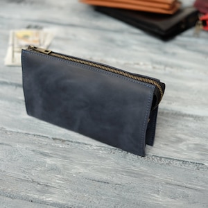 Cartera larga personalizada con asa, cartera de cuero con cremallera, cartera de cuero para hombre con ranuras para tarjetas, el mejor regalo para hombres, cartera grabada imagen 3