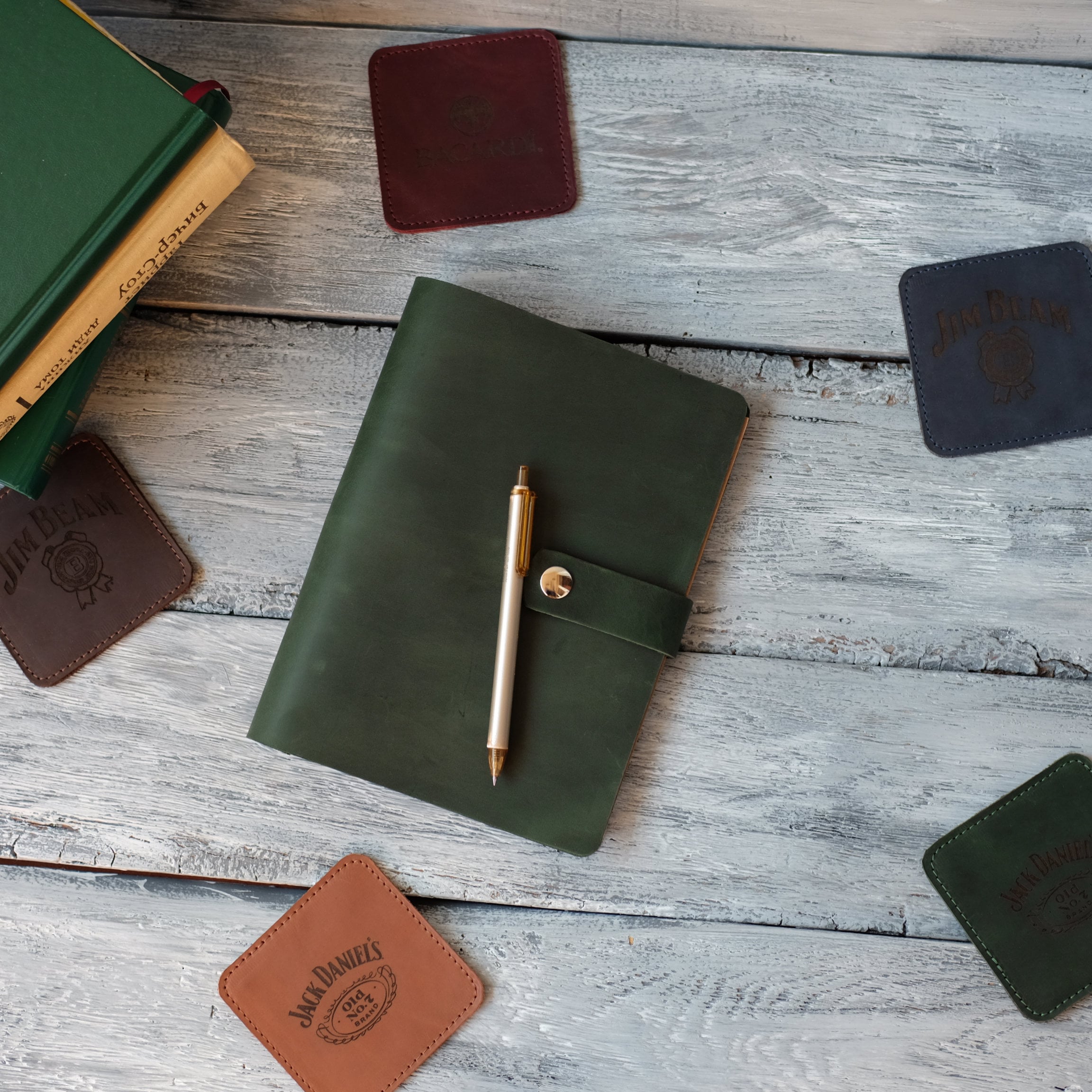 Personalized A5 leather binder notebook Green writing journal Etsy