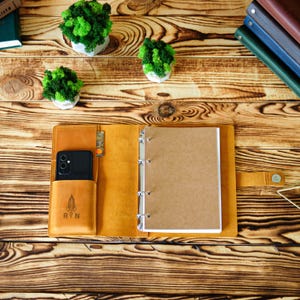 Personalized Binder Ring Planner, Leather Notebook A5 A4 A6, Refillable Leather Journal, Binder Notebook, Best Gift for Dad, Coworker gift